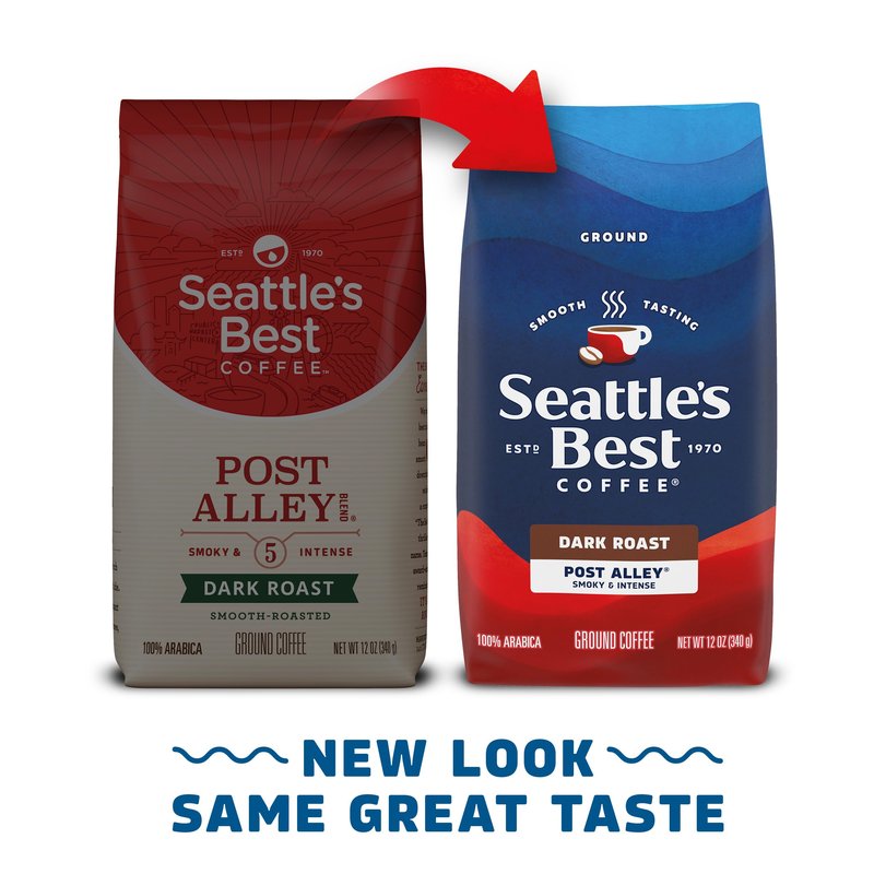 Seattle’s Best Coffee, Dark Roast Ground Coffee, Post Alley, 100% Arabica, 6 Bags (12 oz Each)