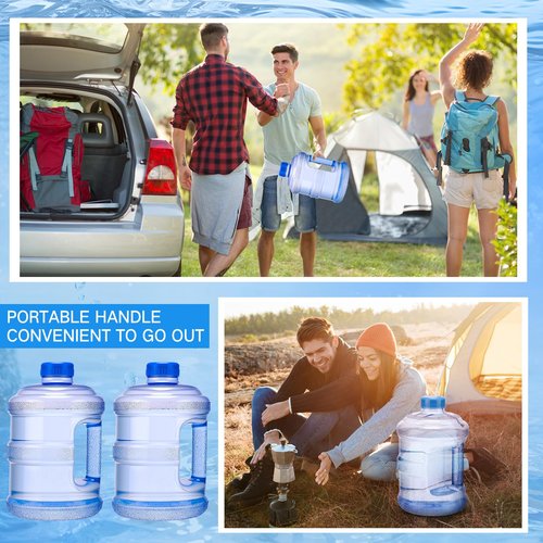 Funnymoom 4 Pcs 1 Gallon Plastic Water Bottles Round Jugs with Handle Portable Water Containers Reusable Leak Proof Bottle for Camping Outdoor Sports Travel