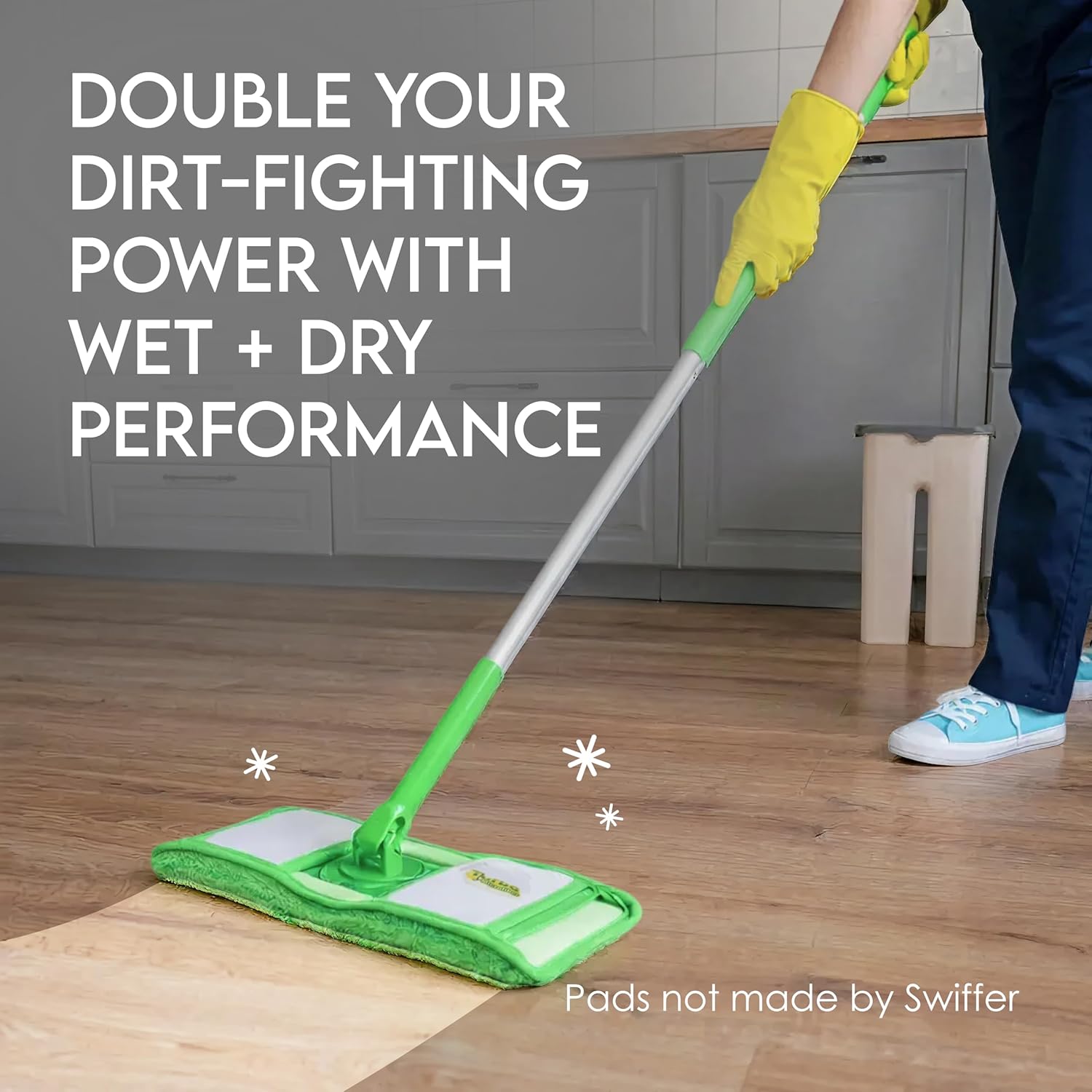Turbo Reusable Mop Pads - Washable Microfiber Refills for Swiffer Sweeper - 12 Inch, 2 Pack