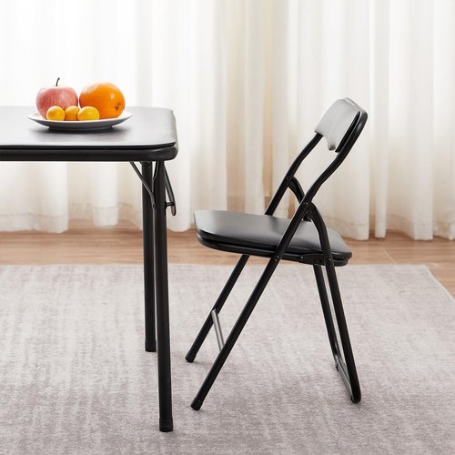 VECELO 24'' Kids Folding Card Table, Portable, with Ultra Soft PU Padded Cushion, 1 Piece, Jet Black