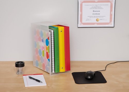 IRIS USA Medium Portable Desktop File Box - Open Lid Design with Side Handles | 6 Pack for Letter Size Documents, Clear