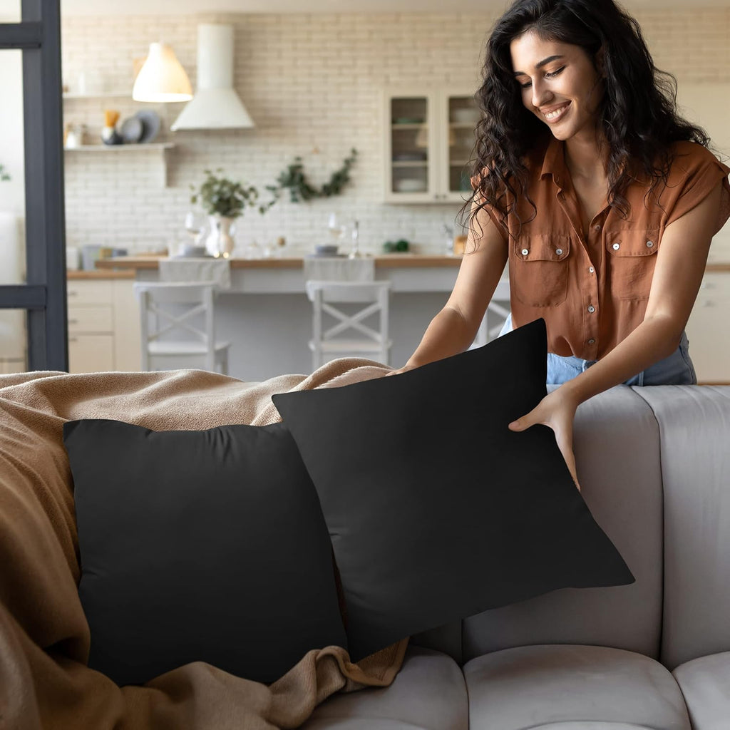 Utopia Bedding 18x18 Pillow Inserts - Set of 2 Black Decorative Throw Pillows for Sofa & Couch - Soft & Fluffy Cushions