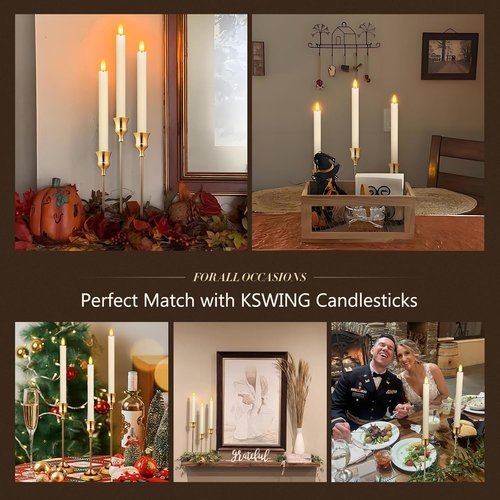 KSWING Gold Candlestick Holders - 6 PCS Metal Taper Candle Holders for Elegant Home Decor | Perfect for Weddings & Parties