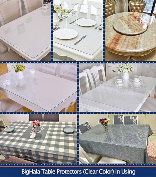 Table Protector Clear Plastic Tablecloth PVC Desk Top Cover Waterproof Wipeable Vinyl Cloths Pad for Rectangle Kitchen Dining Room Tables Living Coffe Table Mat Furniture Topper Protector 40 x 88 inch