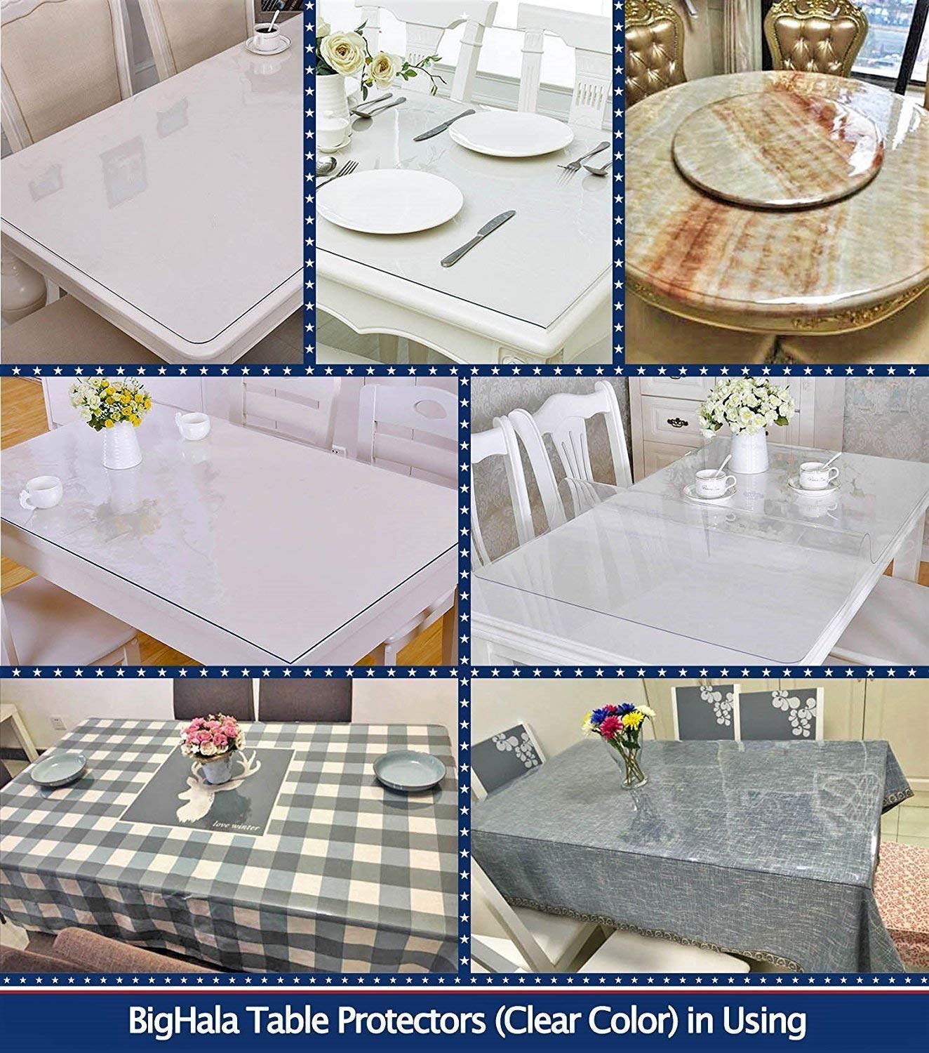 Eco 32 x 72 " Clear Plastic Table Protector Rectangle Thick Wipeable Vinyl Table Cloth Cover Furniture PVC Protective Desktop Liners Waterproof Coffee Dining Tabletop Protection Desk Blotter Mat Pad