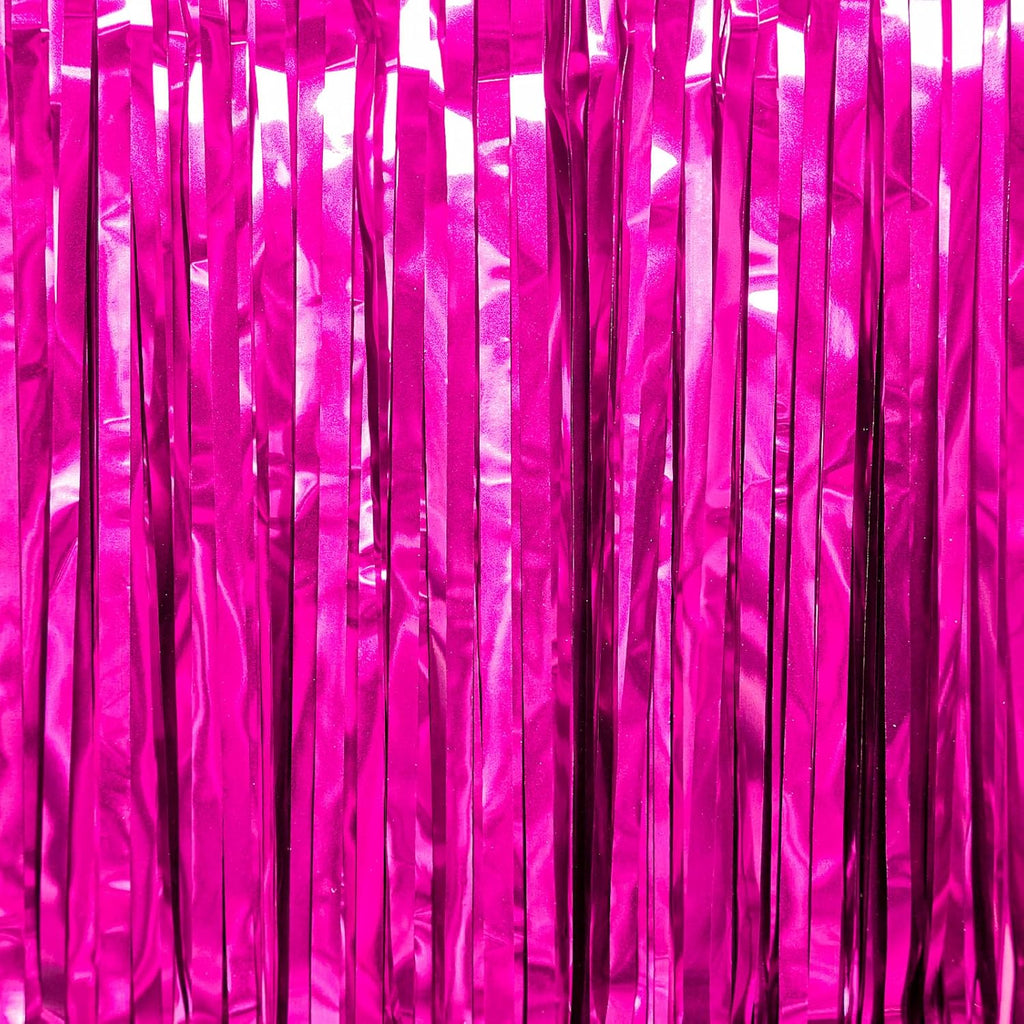 PartyWoo Hot Pink Foil Fringe Curtain - 3pcs 8.2ft Magenta Tinsel Backdrop for Birthday & Bachelorette Parties