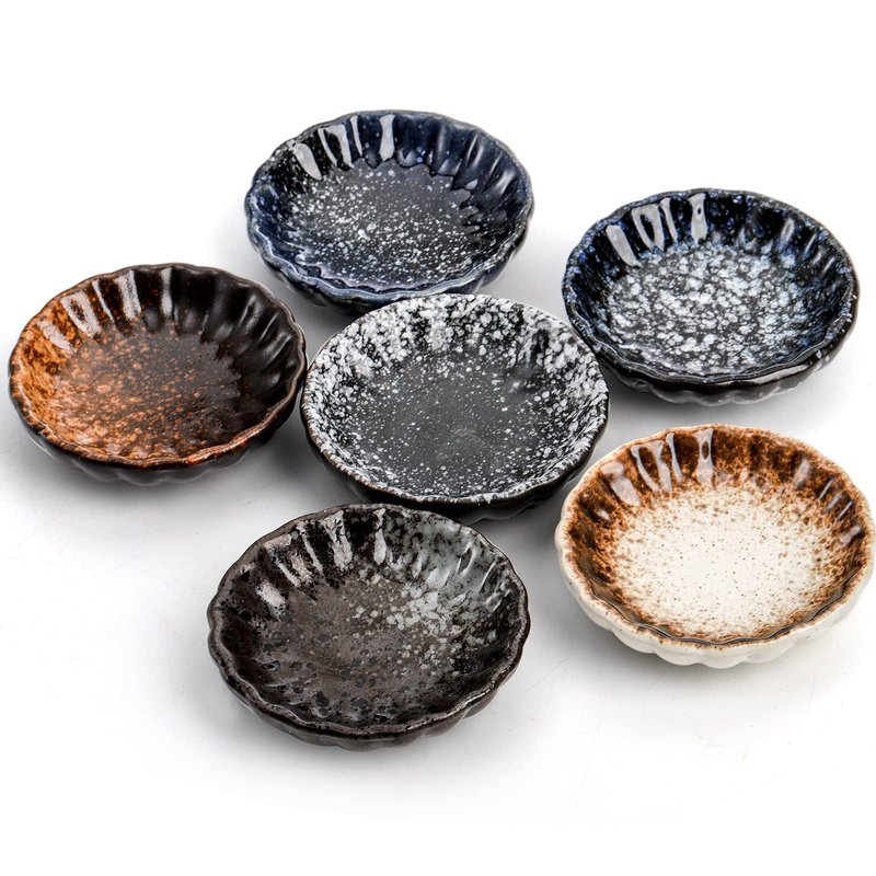 Nicunom 12 Pack Soy Sauce Dishes, Ceramic Dipping Bowls Set, 2.8 Inch Side Dishes Japanese Style Pinch Bowls Seasoning Dish for Ketchup, BBQ, Sushi, Soy