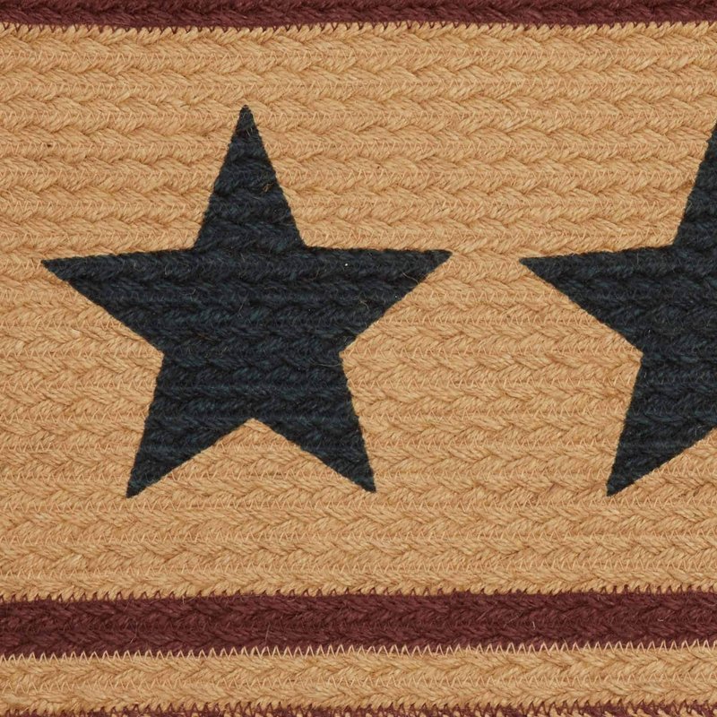 VHC Brands, Potomac, Braided Jute, 13x48, Jute Runner Stencil Stars, Tan