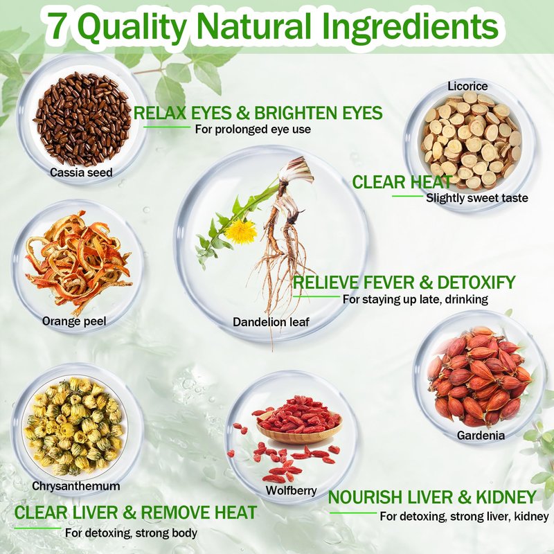 24Pcs Dandelion Wolfberry Tea, Kidneys & Liver Health, Seven Natural Herbal Ingredients, Organic Dandelion Goji Chrysanthemum Wolfberry Tea (24Bags, 288g)