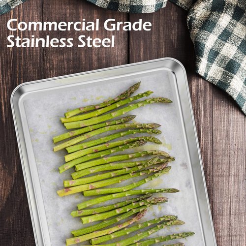 Stainless Steel Baking Sheets Pan, Leonyo 2 Pack 16IN x 12IN Stainless Steel Cookies Sheets for Baking, 1IN Deep Metal Toaster Jelly Roll Pan Tray for Oven, Dishwasher Safe