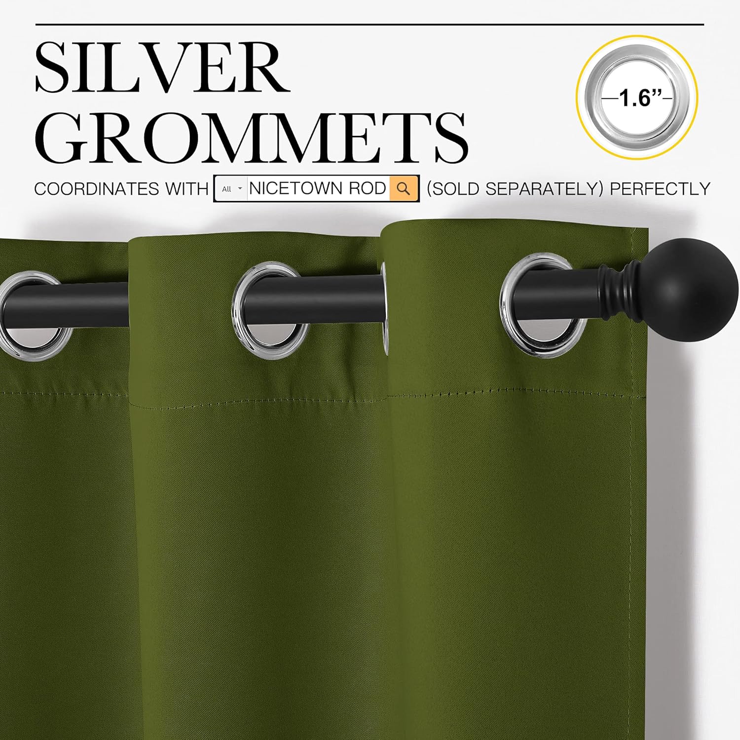 NICETOWN Blackout Window Curtain Panels - Thermal Insulated Draperies, Olive Green | 34 x 84 Inches (One Pair)