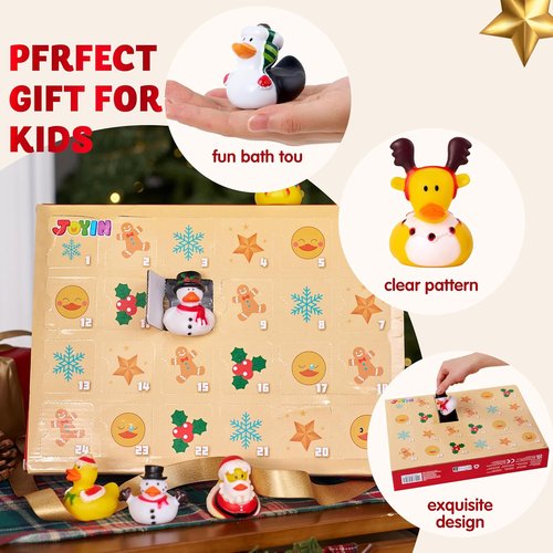 JOYIN Christmas Advent Calendar - 24 Days Countdown with Fun Rubber Duck Bath Toys for Kids
