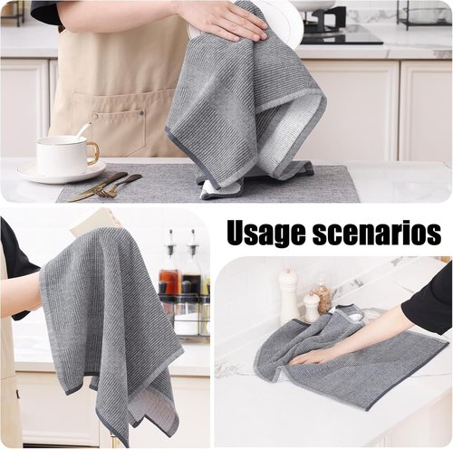 Homaxy Premium Kitchen Towels - Highly Absorbent Cotton Dish Towels | 6-Pack, 18”x28”, Grey