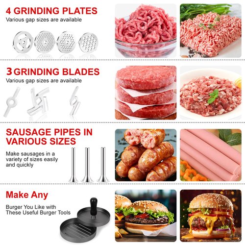 Metal Food Grinder Attachments for KitchenAid Stand Mixers. Meat Grinders, Sausage Stuffer, Burger Press. Durable Perfect Attachments for Kitchen aid Mixer