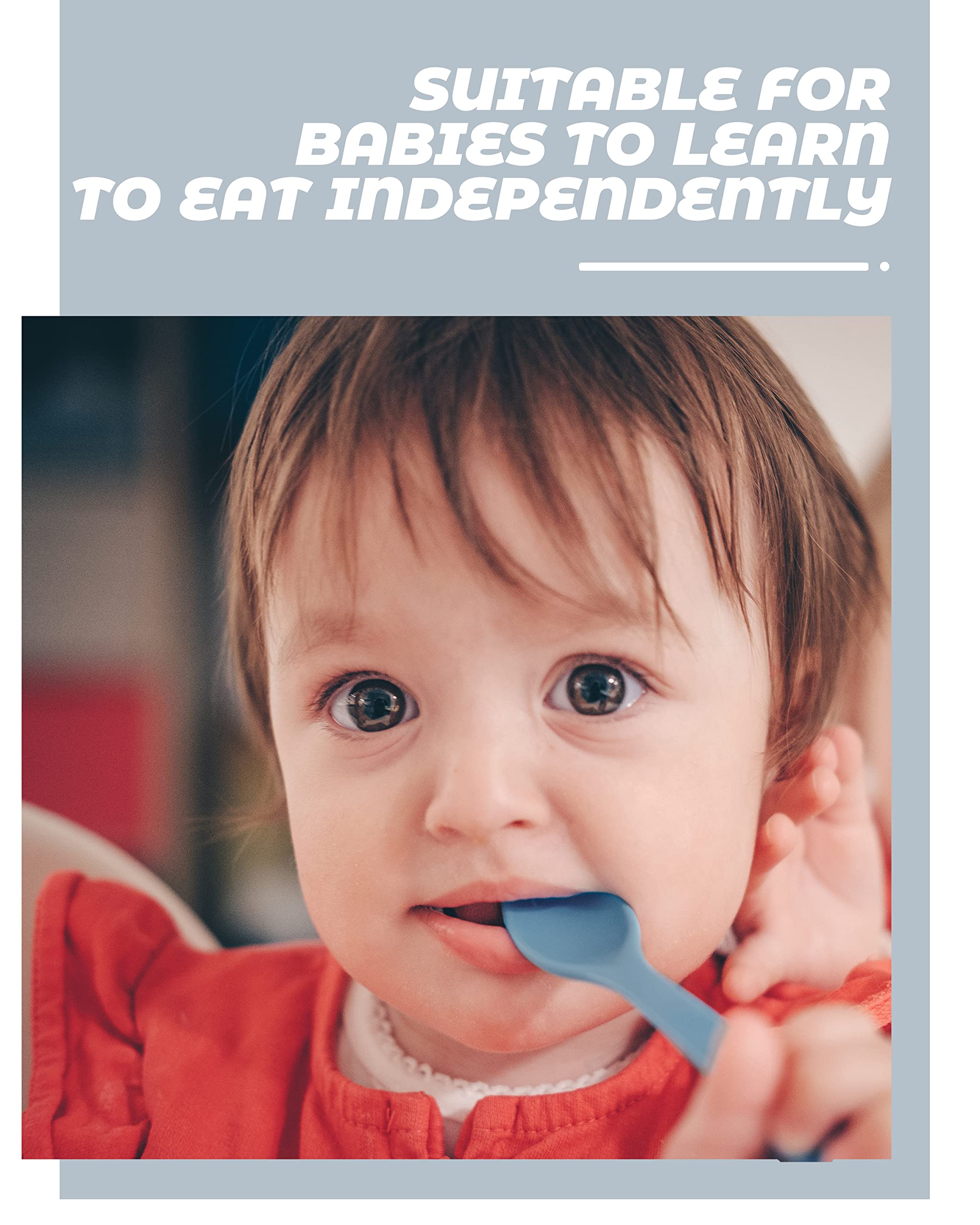 10 Pcs Silicone Baby Spoons and Forks, Chewable Utensils for Self-Feeding, Kids Utensils for Over 6 Months Babies