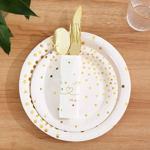 Gexolenu Mr & Mrs Wedding Cocktail Napkins Gold Foil, Dessert Disposable Beverage Paper Napkins for Wedding Shower Party Decorations and table decorations Supplies, 100 pcs