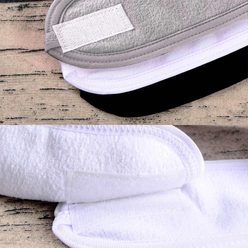 Whaline Spa Facial Headband Set - Adjustable Terry Cloth Wraps for Makeup & Skincare | 3 Pcs in White, Black, Gray