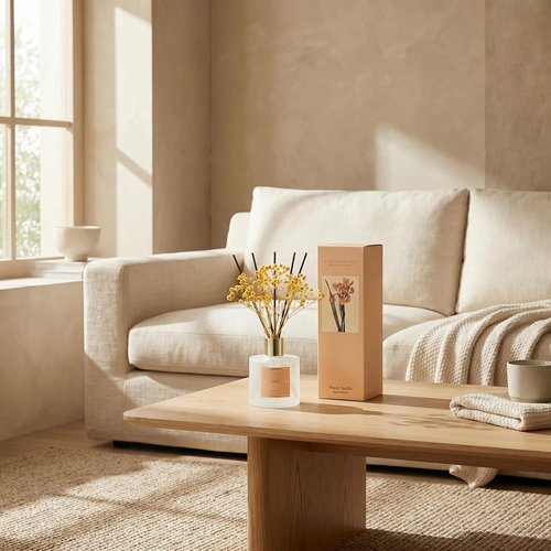 Cocorrína Reed Diffuser - Warm Vanilla Scent Home Fragrance | 8 Sticks for Elegant Bathroom Decor