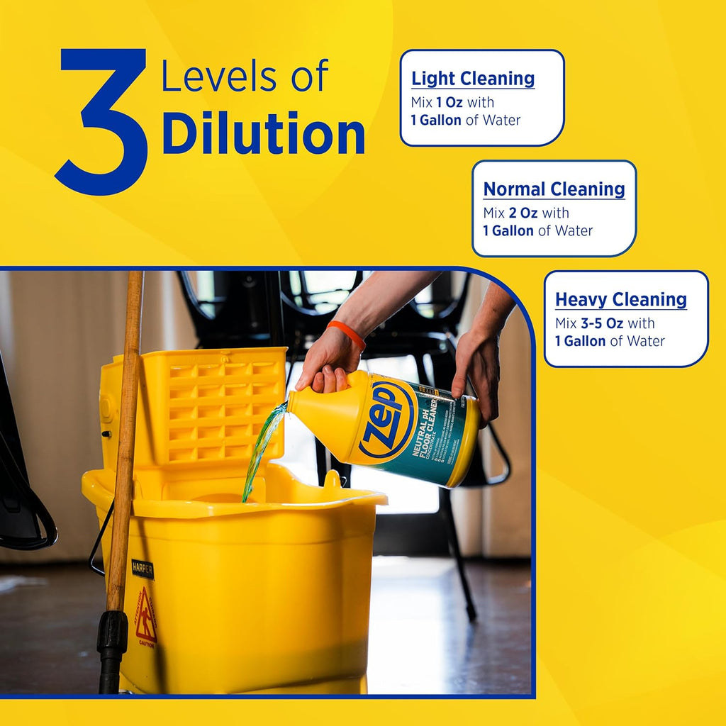 Zep Neutral pH Floor Cleaner - Concentrated All-Purpose Formula - 1 Gallon Size