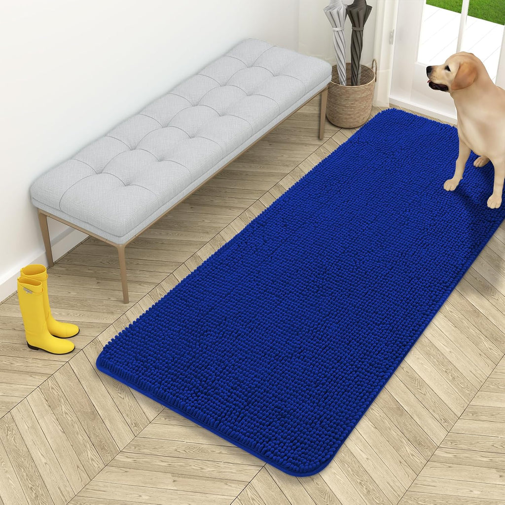 OLANLY Dog Door Mat - Absorbent Non-Slip Washable Doormat for Muddy Paws | 54x24 Royal Blue