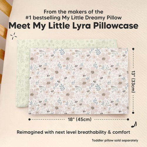 KeaBabies Muslin Toddler Pillowcase - Soft & Breathable Organic Cotton | 13x18, 2-Pack, Flora Vale Design