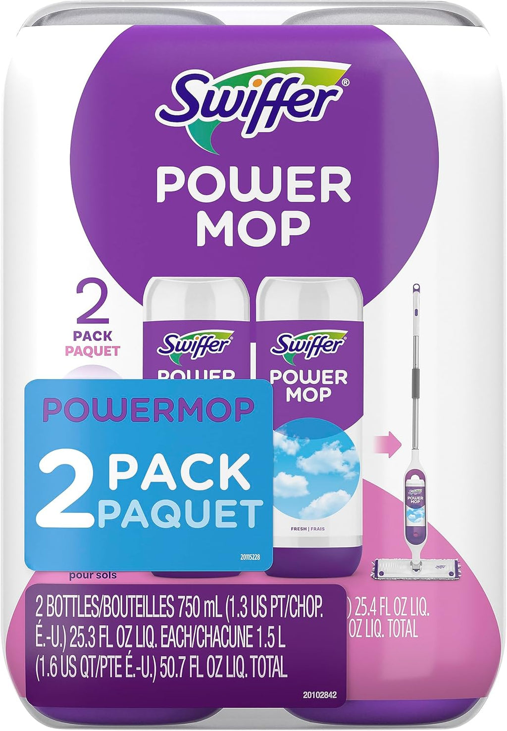 Swiffer PowerMop Floor Cleaning Solution - Fresh Scent Refills | 25.3 fl oz, 2 Pack