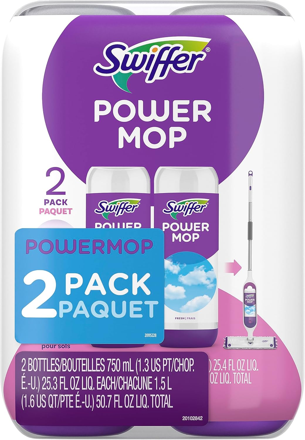 Swiffer PowerMop Floor Cleaning Solution - Fresh Scent Refills | 25.3 fl oz, 2 Pack