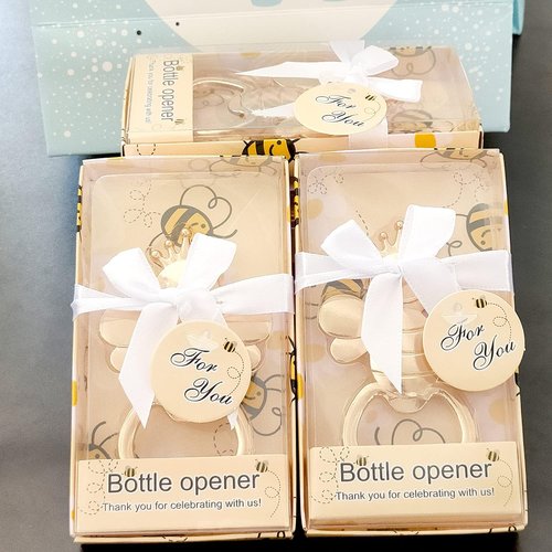 16PCS Baby Bee Shaped Wedding Party Favor Souvenirs for Guests Bee Bottle Opener Gender Reveal Baby Shower Favors Party Supplies Baby Birthday Return Gifts (Bee Opener,16)