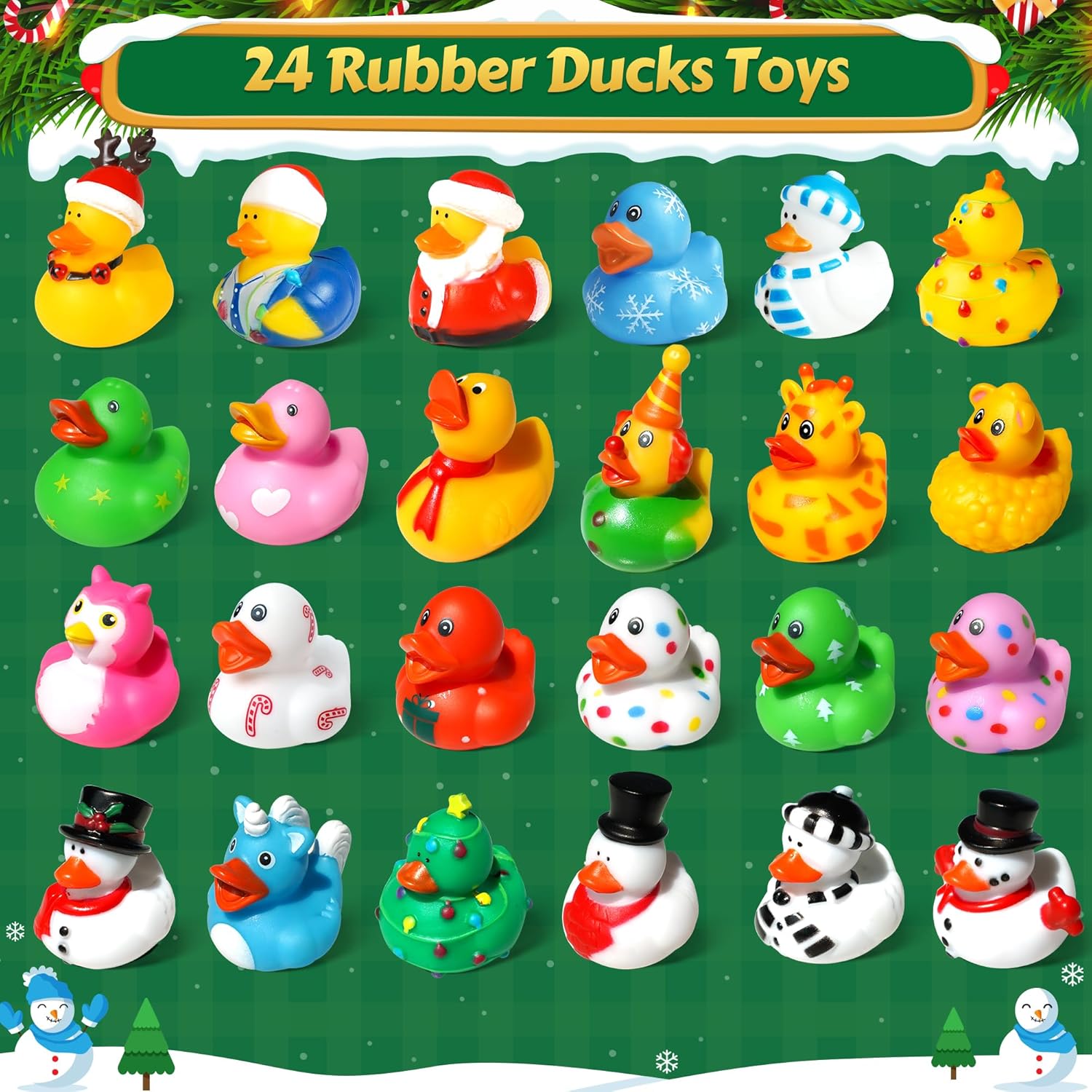 ZIZZ Advent Calendar 2025 | Christmas Rubber Duck Countdown - 24 Fun Gifts for Kids 3+