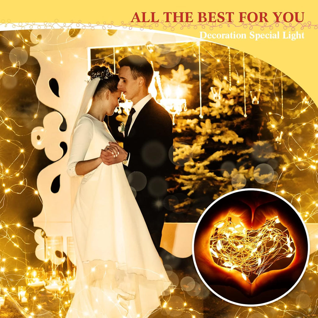 Tuanse 150 Pack LED Fairy Lights - Battery Operated String Lights with 3 Speed Modes | 7 ft Warm White Twinkle Lights for Weddings & Parties