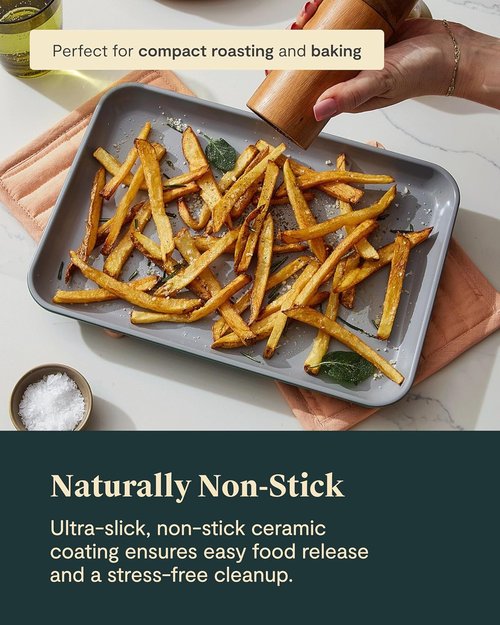 Caraway Nonstick Ceramic Baking Sheet Duo (9x13”) - Non-Toxic, Oven Safe, Aluminized Steel - Mini Sheet Pan in Navy
