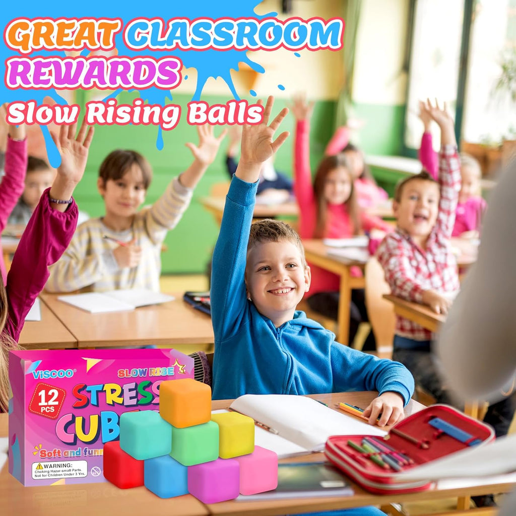 Skiennix Stress Cube Set - 12 Pack Slow Rising Squishy Fidget Toys for Anxiety Relief | Soft and Stretchable