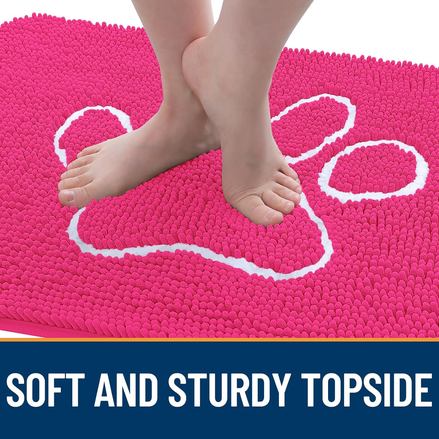 OLANLY Dog Door Mat - Absorbent Non-Slip Mud Mat for Paws | 36x24 Hot Pink Chenille Design