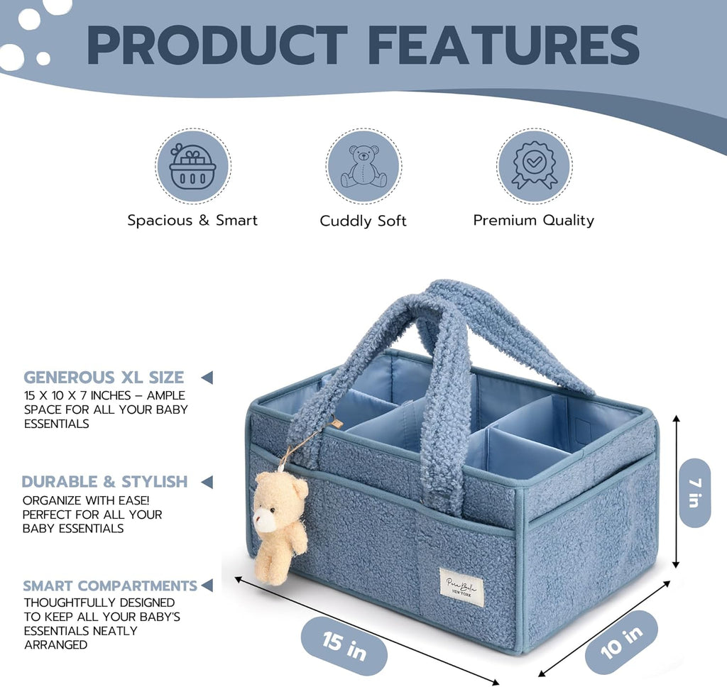 PeraBella Baby Diaper Caddy Organizer - Portable Storage Basket for Newborn Essentials | Ideal Shower Gift
