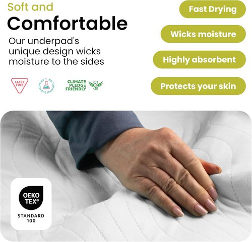 IMPROVIA® Washable Underpads - Heavy Absorbency Reusable Incontinence Pads for Kids, Adults & Pets | Waterproof Protection (2 Pack - 34x52)
