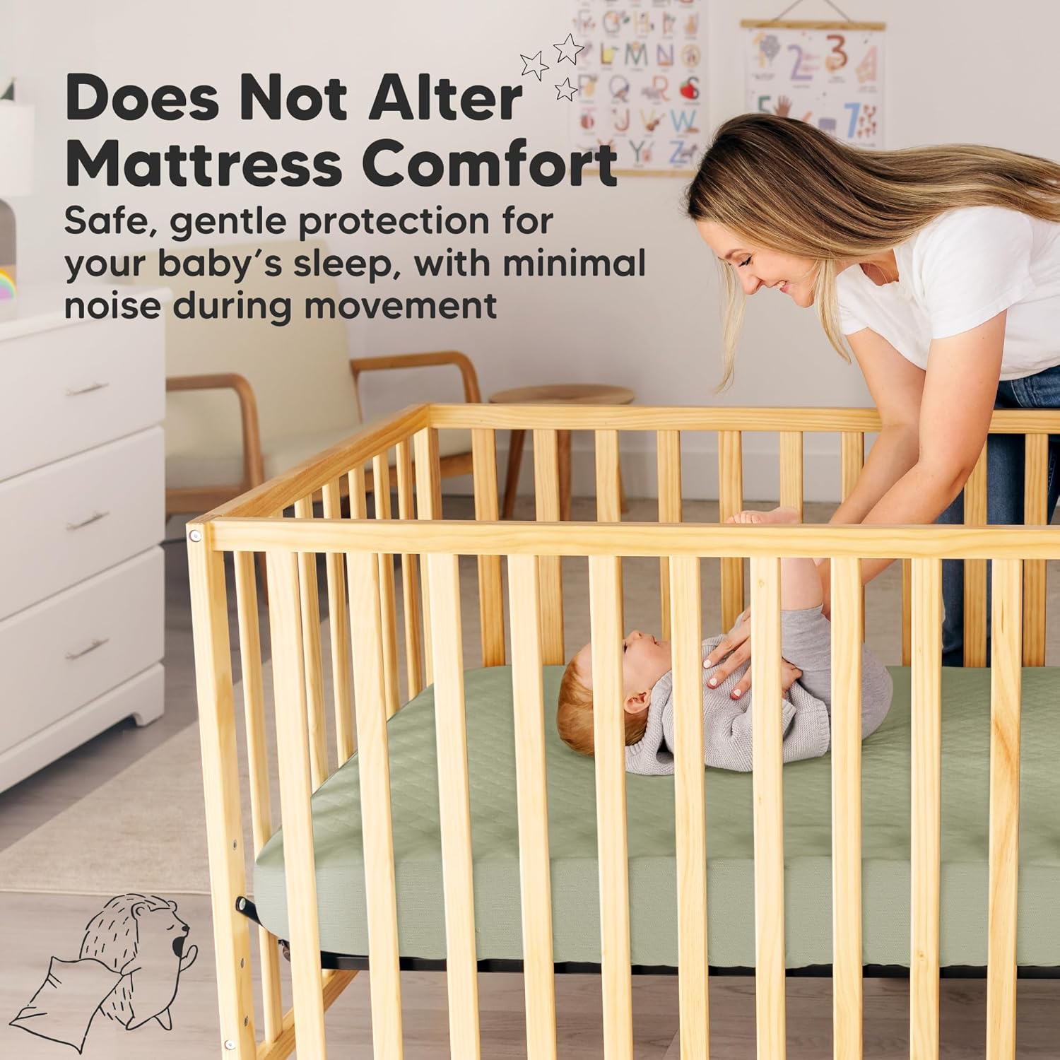 Skiennix 2-Pack Waterproof Crib Mattress Protector - Soft Quilted Cotton, 52" x 28", Machine Washable, Easy Fit