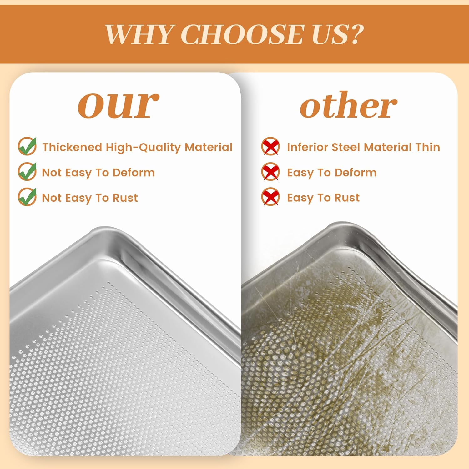 Perforated Aluminum Baking Sheet Pans - Non-Stick Commercial Cookie Sheets | 6 Pack, 26"x18"