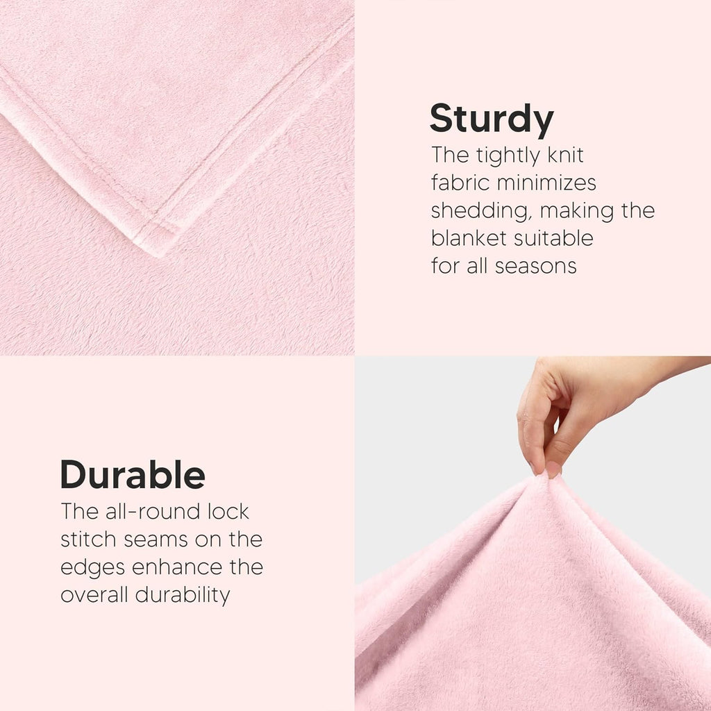 Utopia Bedding Fleece Blanket - Luxury Soft Pink Microfiber | Queen Size 90x90 Inch, Anti-Static 300GSM