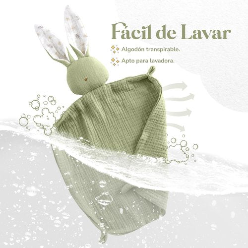 Mikito Organic Cotton Baby Muslin Lovey Bunny - Oeko-TEX & GOTS Certified - Security Blanket & Perfect Loveys for Babies - Unisex New Baby Gift for Ultimate Comfort & Peaceful Dreams