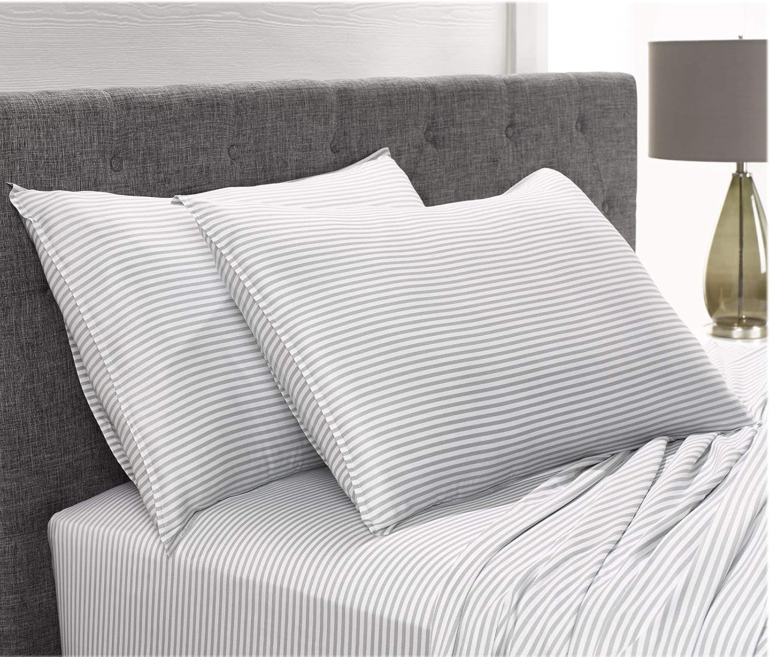 Pure Bamboo Full Bed Sheet Set - 100% Organic Viscose, Luxuriously Soft & Cooling | Stripes, 2-Year Quality Promise