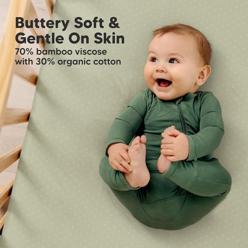 KeaBabies Fitted Crib Sheets - Soft Bamboo Viscose Cotton, 52x28, Gender Neutral, Breathable (Avocado)