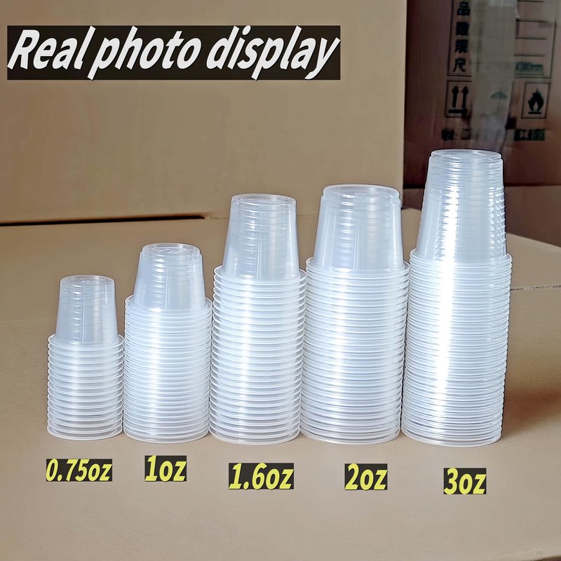 Cynohesta 500 Pack Mini Plastic Shot Glasses Disposable Cups Clear Small Communion Cup Sample for Tasting&Mouthwash,Little 1oz-1.5-2-3 Ounce Tiny(500, 0.75OZ)