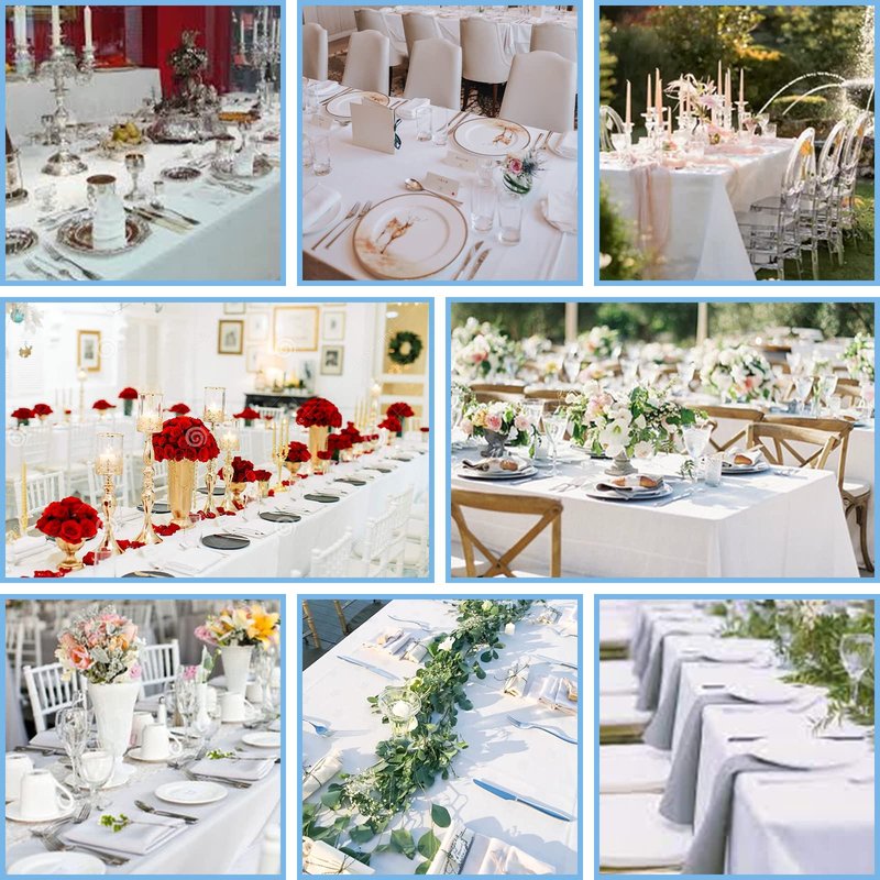 Kesfey 6 Packs White Table Cloths Rectangle 60 x 84 inch Washable Polyester Fabric White Tablecloths for 4 Feet Tables Stain and Wrinkle Resistant Reusable Table Covers for Parties Wedding Banquet