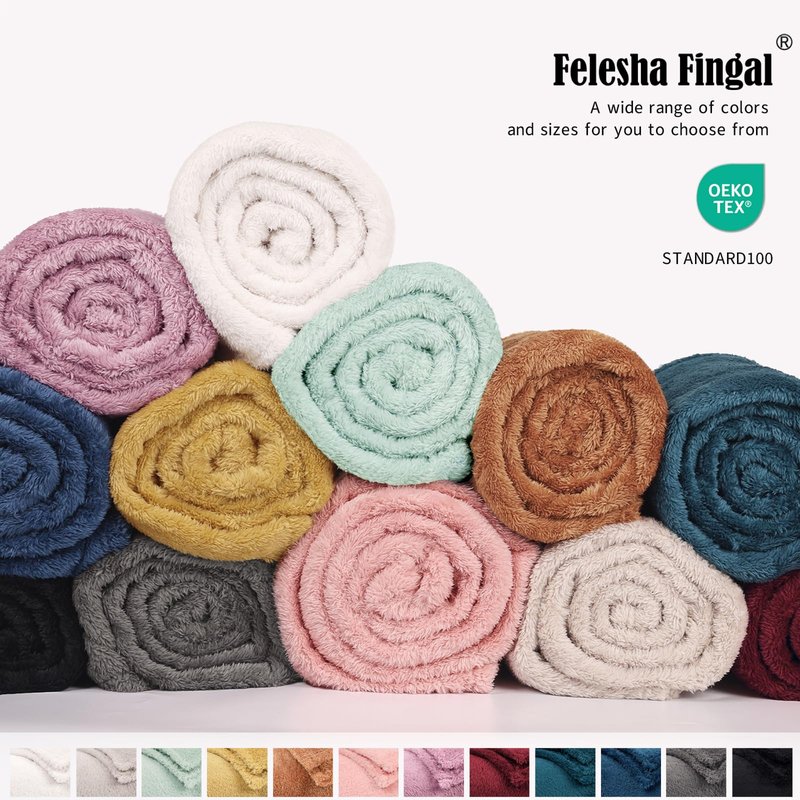 Felesha Fingal Plush Fleece Throw Blanket for Couch and Bed, Fluffy Fuzzy Cozy Soft Blankets All Season Use (50x60 Inches,Burgundy Red)