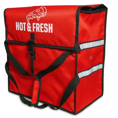 Brooklyntrend Pizza Bags for Delivery – Extra Large (20" X 20") Insulated Pizza Delivery Bag | Waterproof Pizza Warmer Carrier for Doordash, Uber Eats | Front Load, Heavy Duty (Red, 20"X20"X12")