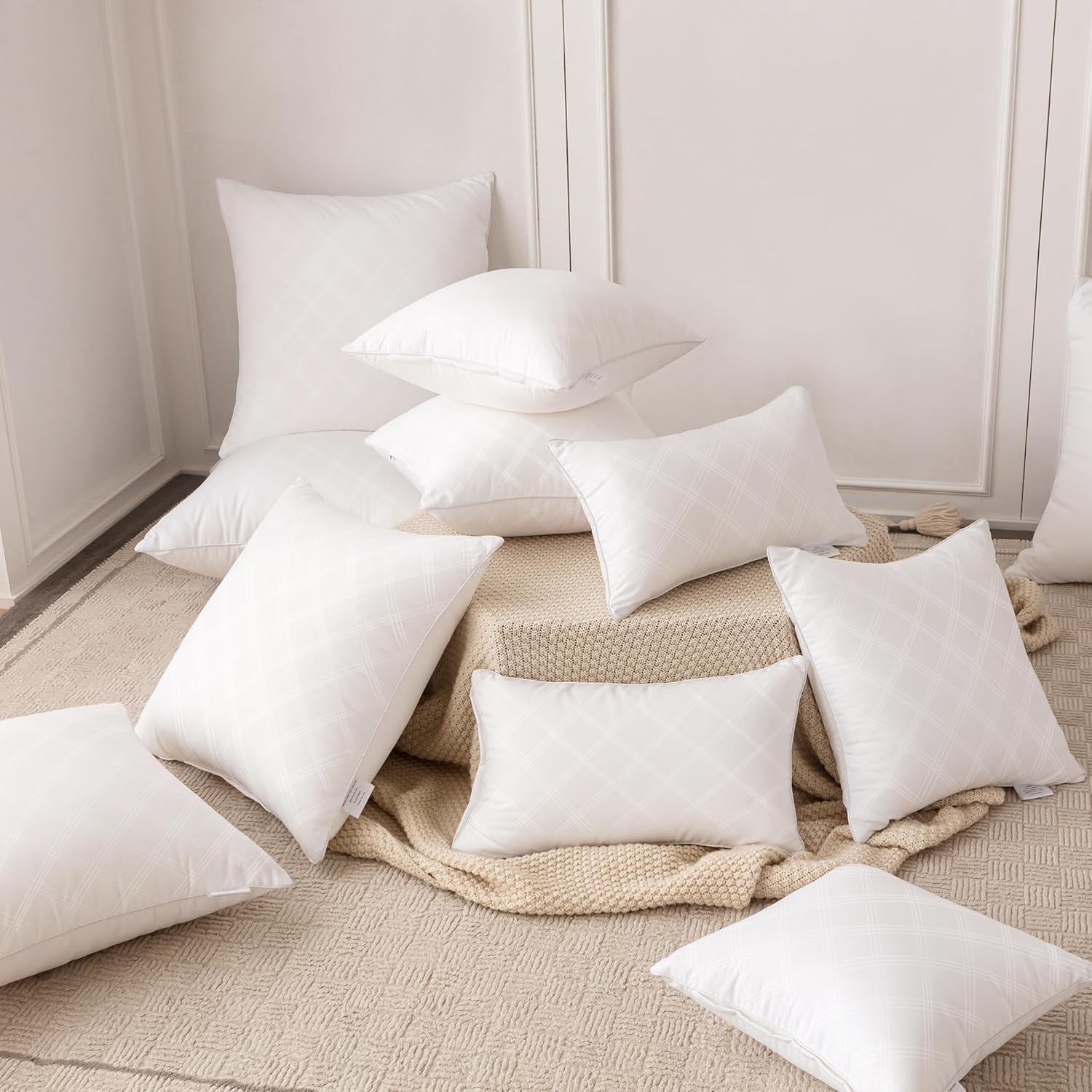 Oubonun Throw Pillow Inserts - Soft & Fluffy 18x18 Inches Cushion Stuffers | Pack of 2 for Sofa & Bed