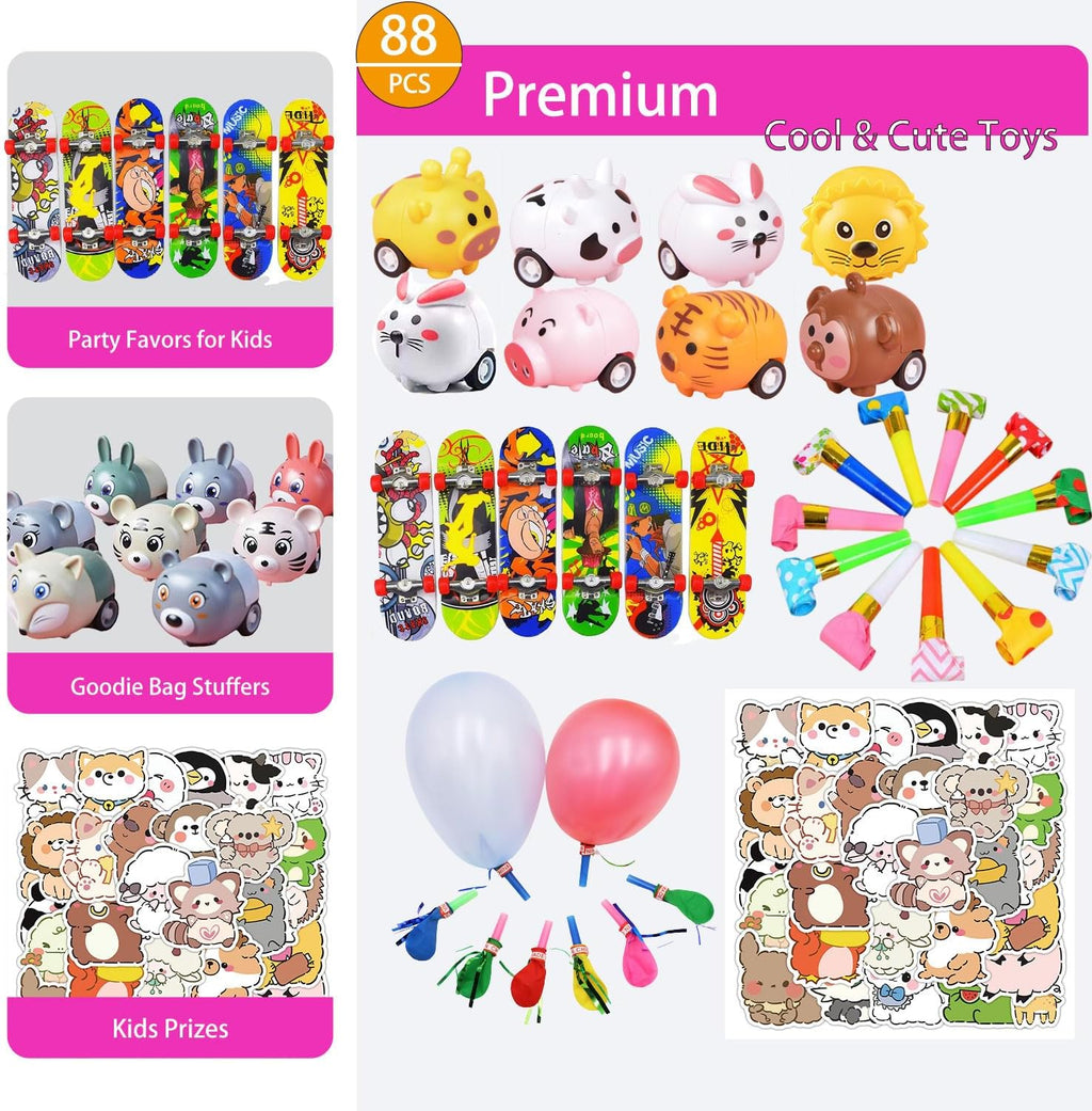 Skiennix 136 Pcs Kids Party Favors - 5-in-1 Classroom Prize Box for Ages 4-10 | Fidget Pop Its & Educational Toys
