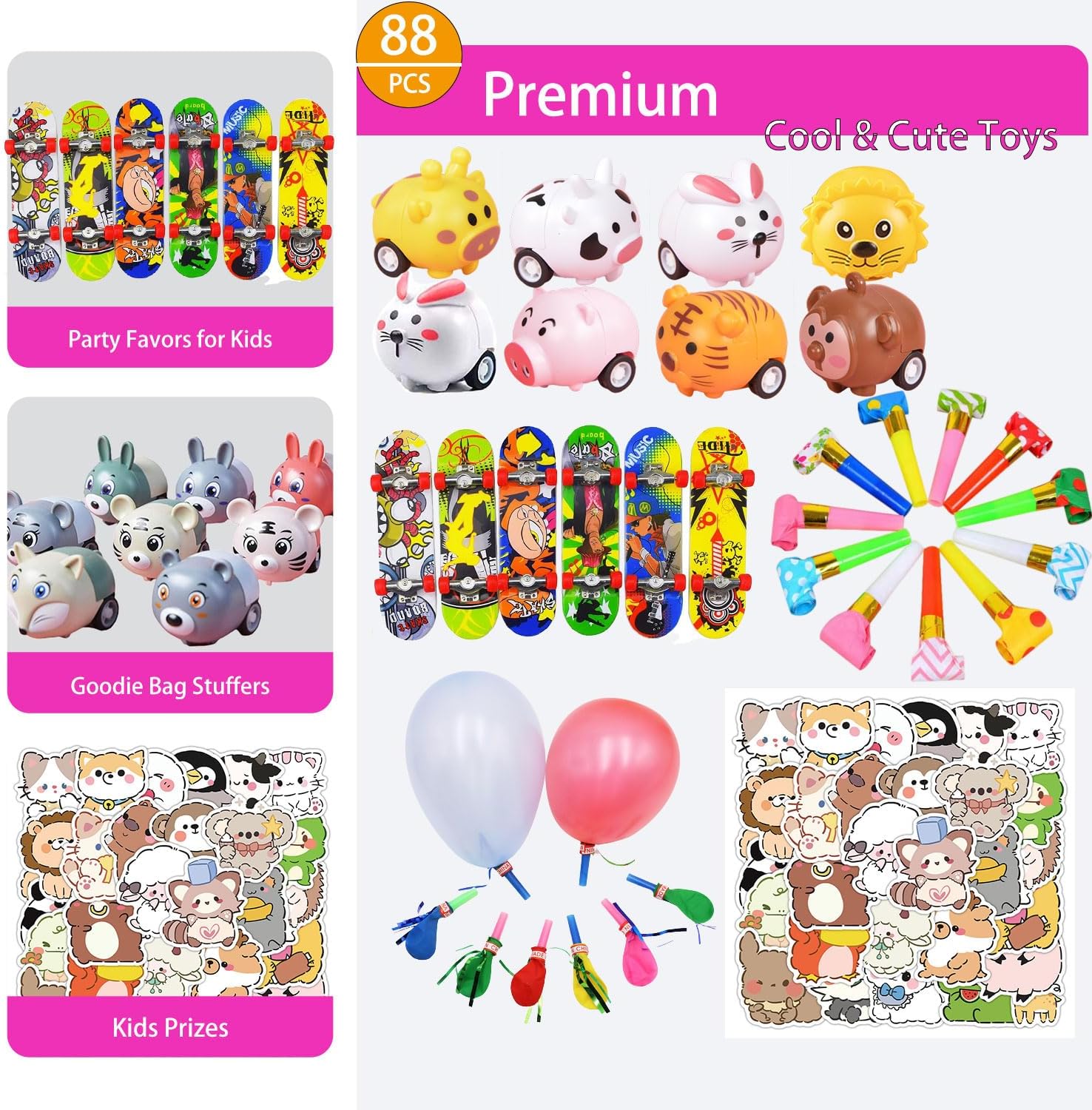 Skiennix 136 Pcs Kids Party Favors - 5-in-1 Classroom Prize Box for Ages 4-10 | Fidget Pop Its & Educational Toys