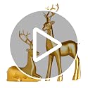 2-Piece Gold Reindeer Statue Set - Modern Resin Elk Holiday Home Decor