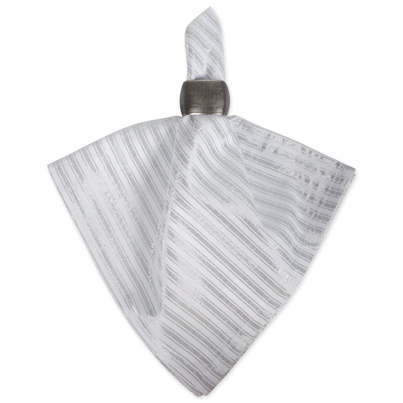 DII Hanukkah Tabletop Decoration Festival of Lights Celebration Décor, Napkin Set, 20x20", Silver Stripe, 6 Piece